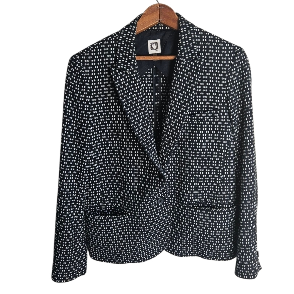 Anne Klein One-button Black abd White Blazer, Size 14